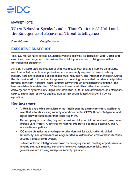 Cover of the IDC Market Note: When Behavior Speaks Louder Than Content
